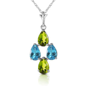 Peridot & Blue Topaz Chandelier Pendant Necklace In 9ct White Gold loving the sales