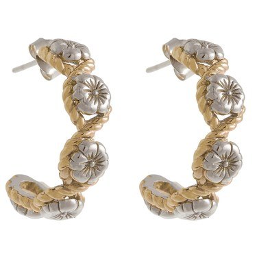Olivia Burton Silver & Gold Floral Charm Hoop Earrings loving the sales