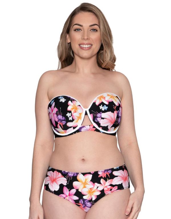 Curvy Kate Tropicana Bandeau Bikini Top Black Print loving the sales
