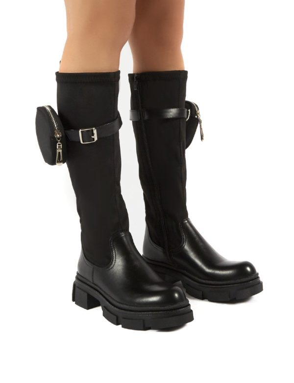 Generate  Chunky Sole Knee High Pouch Boots