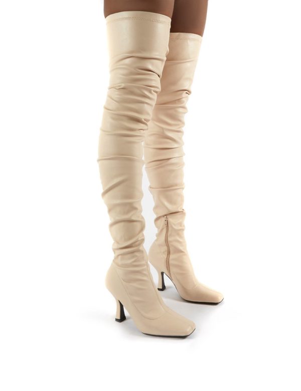 Outlaw Bone Ruched Over The Knee Heeled Boots loving the sales