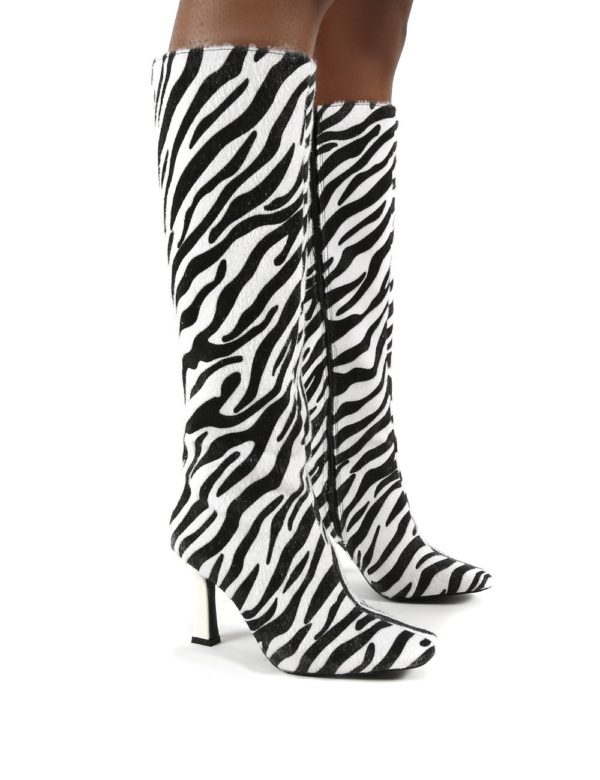 Repeat Zebra Heeled Knee High Boots loving the sales