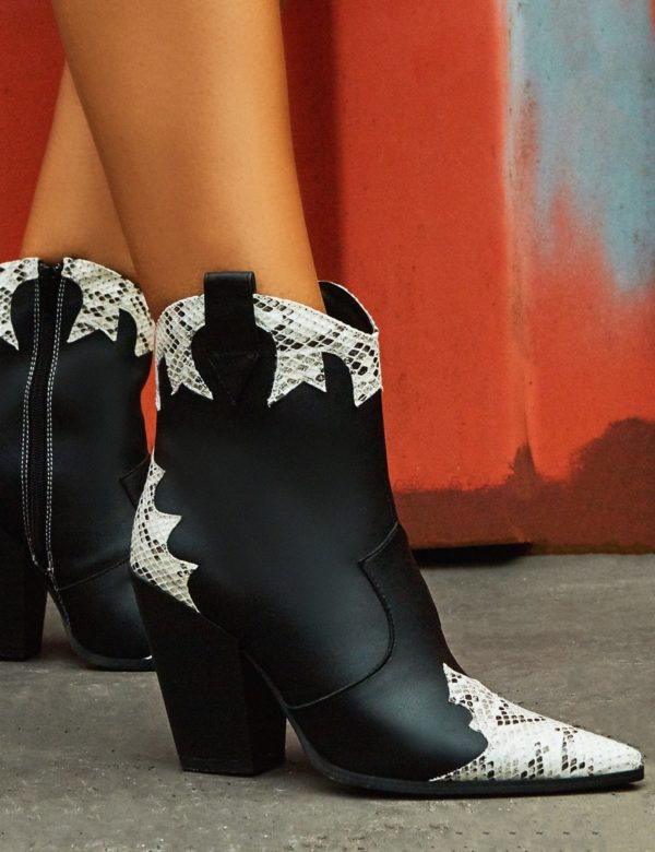 Sting  Western Block Heeled Ankle Boots
