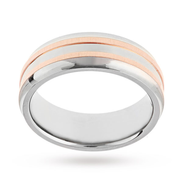 7mm Gents Titanium Wedding Ring With 9 Carat Rose Gold Lines - Ring Size Q loving the sales