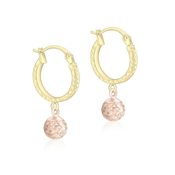 9ct 2-Colour Gold Diamond Cut Hoop & Ball Earrings loving the sales