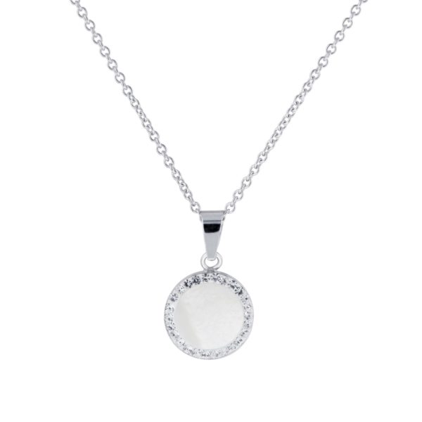 9ct White Gold Cubic Zirconia And Mother Of Pearl Halo Pendant loving the sales