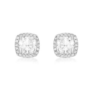 9ct White Gold Cushion Cut Cubic Zirconia Stud Earrings loving the sales
