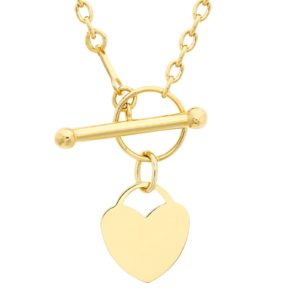 9ct Yellow Gold Heart Charm T-Bar Necklace loving the sales