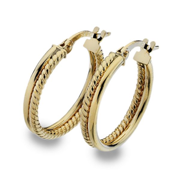 9ct Yellow Gold Roped Double Hoop Earrings loving the sales