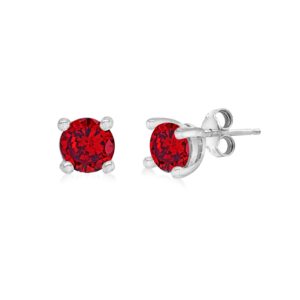 Silver January Red Cubic Zirconia Stud Earrings loving the sales