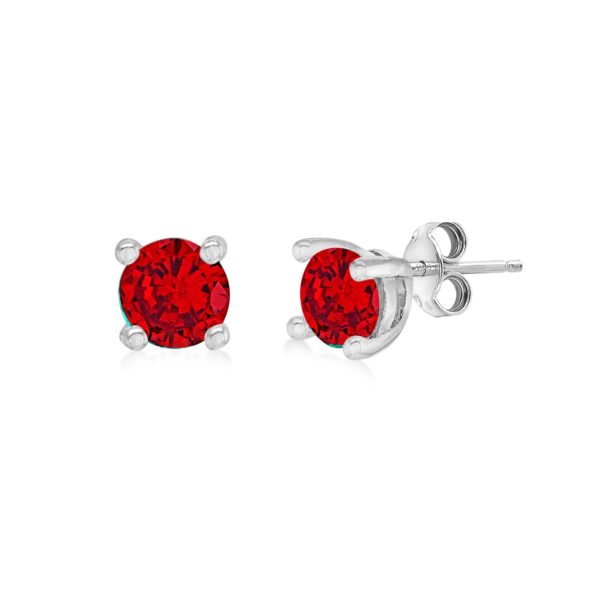 Silver July Red Cubic Zirconia Stud Earrings loving the sales