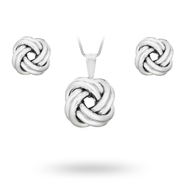 Silver Knot Pendant And Stud Set loving the sales