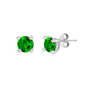 Silver May Green Cubic Zirconia Stud Earrings loving the sales