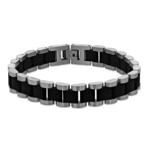 Stainless Steel & Leather 8.5 Inch Square Bracelet loving the sales