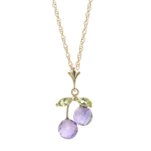 Amethyst & Peridot Cherry Drop Pendant Necklace In 9ct Gold loving the sales