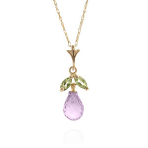 Amethyst & Peridot Snowdrop Pendant Necklace In 9ct Gold loving the sales