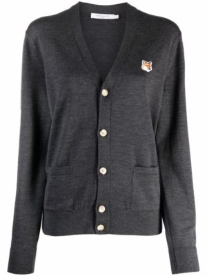 Anthracite Grey Fox-Patch Wool Cardigan loving the sales