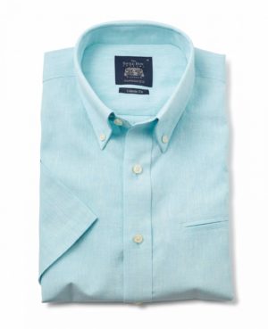 Aqua Linen-Blend Short Sleeve Shirt S loving the sales