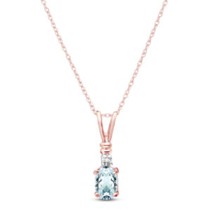 Aquamarine & Diamond Cap Oval Pendant Necklace In 9ct Rose Gold loving the sales