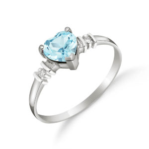 Aquamarine & Diamond Heart Ring In Sterling Silver loving the sales