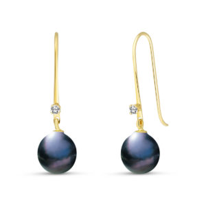 Black Pearl & Diamond Drop Earrings In 9ct Gold loving the sales