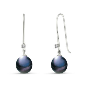 Black Pearl & Diamond Drop Earrings In 9ct White Gold loving the sales
