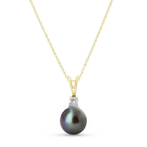 Black Pearl & Diamond Pendant Necklace In 9ct Gold loving the sales