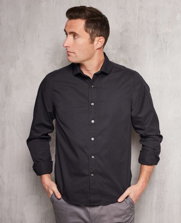 Black Twill Slim Fit Shirt In Shorter Length M Standard loving the sales