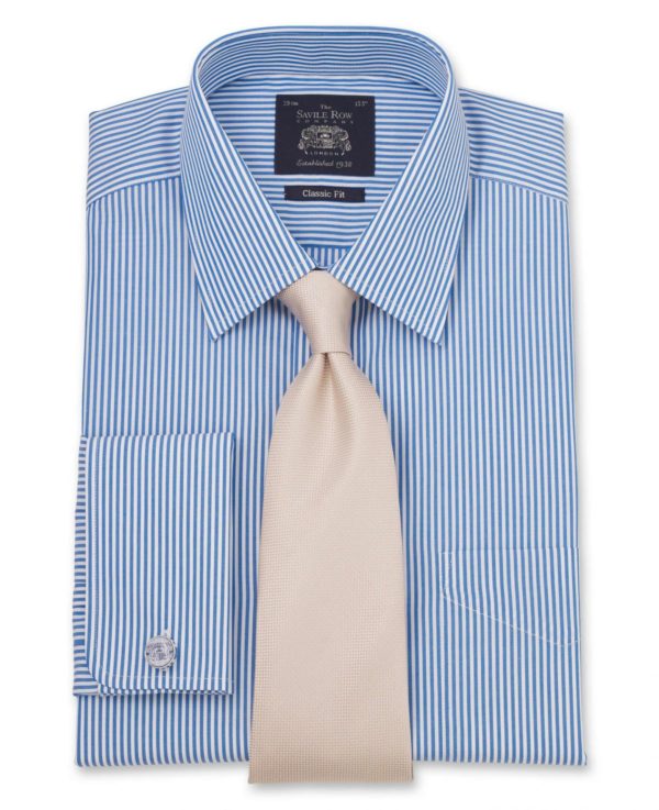 Blue Bengal Stripe Classic Fit Shirt - Double Cuff 15" Standard Double loving the sales