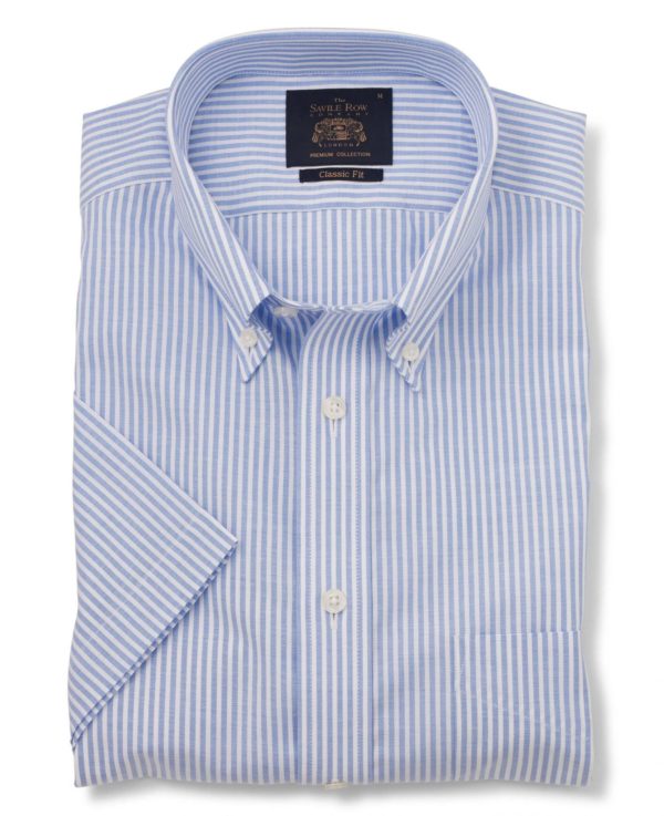 Blue Bengal Stripe Classic Fit Short Sleeve Casual Shirt S loving the sales