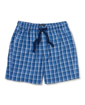 Blue Check Cotton Lounge Shorts S loving the sales