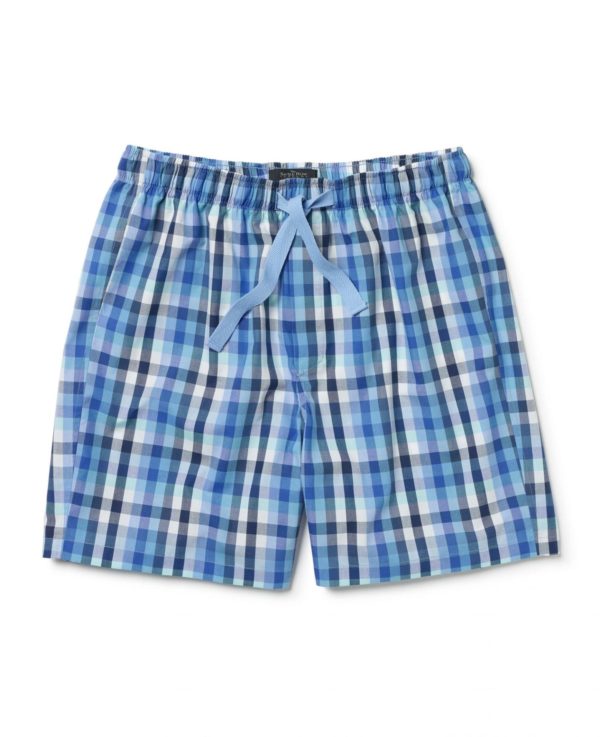 Blue Checked Lounge Shorts S loving the sales