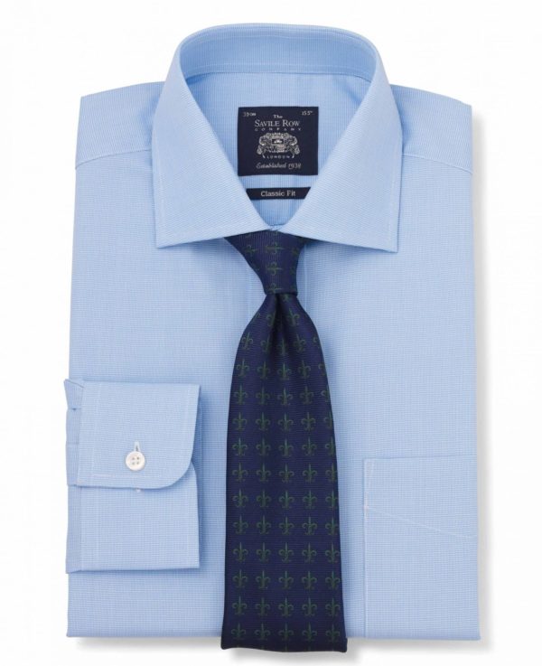 Blue Cotton Dobby Classic Fit Shirt - Single Cuff 15" Lengthen By 2" loving the sales