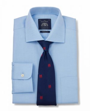 Blue Fine Herringbone Classic Fit Shirt - Single Cuff 15" Standard loving the sales