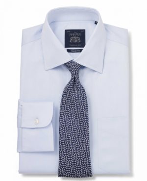 Blue Herringbone Classic Fit Non-Iron Shirt - Single Cuff 19" Standard loving the sales