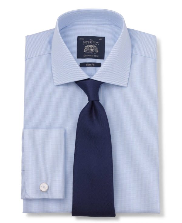 Blue Micro Check Dobby Slim Fit Shirt 17 1/2" Standard loving the sales
