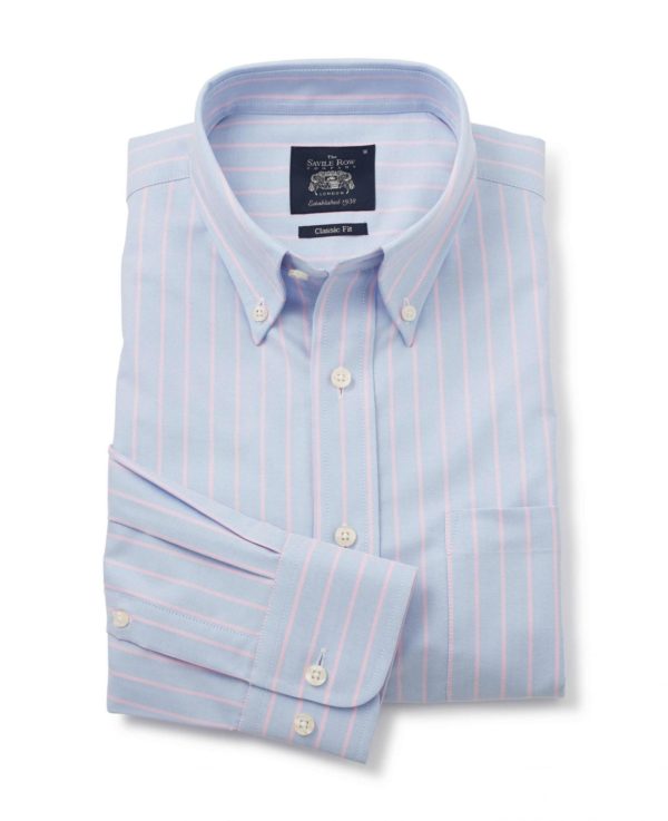 Blue Pink Stripe Classic Fit Casual Button-Down Shirt Xxl Standard loving the sales