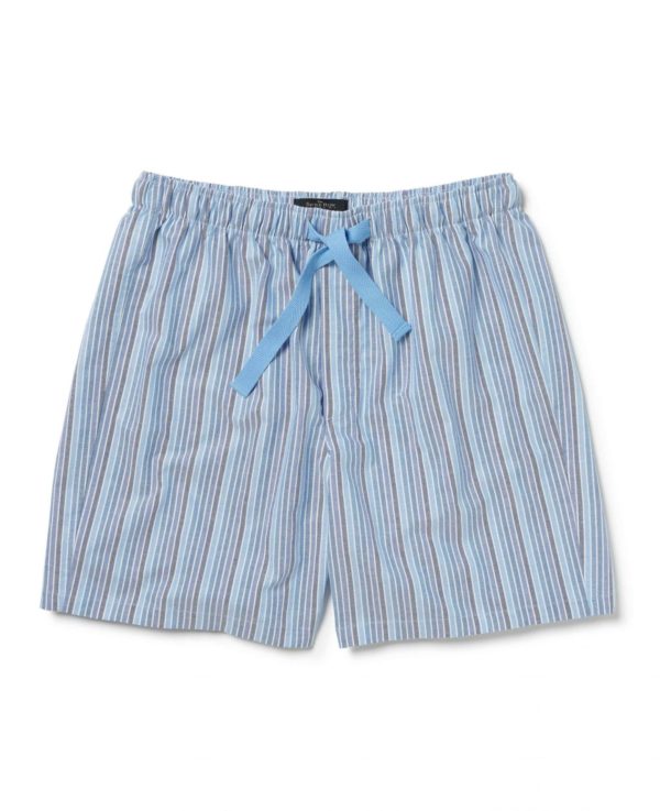 Blue Striped Oxford Cotton Lounge Shorts S loving the sales