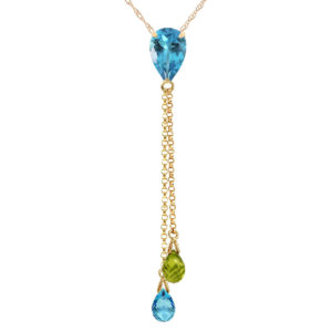 Blue Topaz & Peridot Droplet Pendant Necklace In 9ct Gold loving the sales