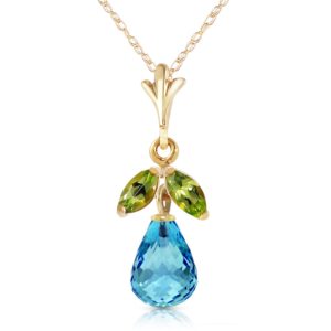 Blue Topaz & Peridot Snowdrop Pendant Necklace In 9ct Gold loving the sales