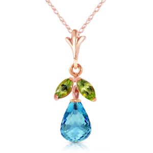 Blue Topaz & Peridot Snowdrop Pendant Necklace In 9ct Rose Gold loving the sales