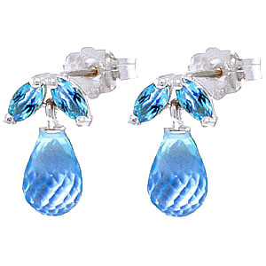 Blue Topaz Snowdrop Stud Earrings 3.4 Ctw In 9ct White Gold loving the sales