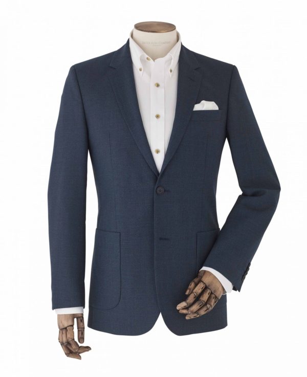 Blue Wool-Blend Micro Pattern Single-Breasted Jacket 48" Short loving the sales
