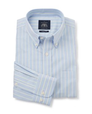 Blue Yellow Stripe Classic Fit Casual Button-Down Shirt Xxxl Standard loving the sales