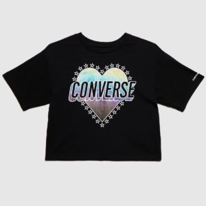 Converse Girls Heart Boxy T-Shirt In Black loving the sales