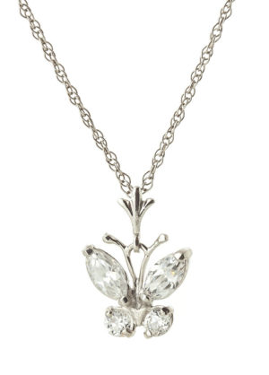 Cubic Zirconia Butterfly Pendant Necklace 1.5 Ctw In 9ct White Gold loving the sales