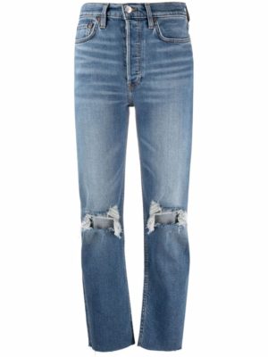 Dusk-Blue Distressed Cropped Jeans loving the sales