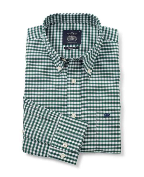 Green Gingham Check Classic Fit Button-Down Oxford Shirt S Standard loving the sales