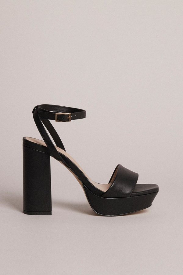 Karen Millen 70's Premium Leather Platform Sandal -