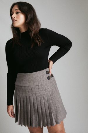 Karen Millen Curve Country Check Pleated Kilt Skirt
